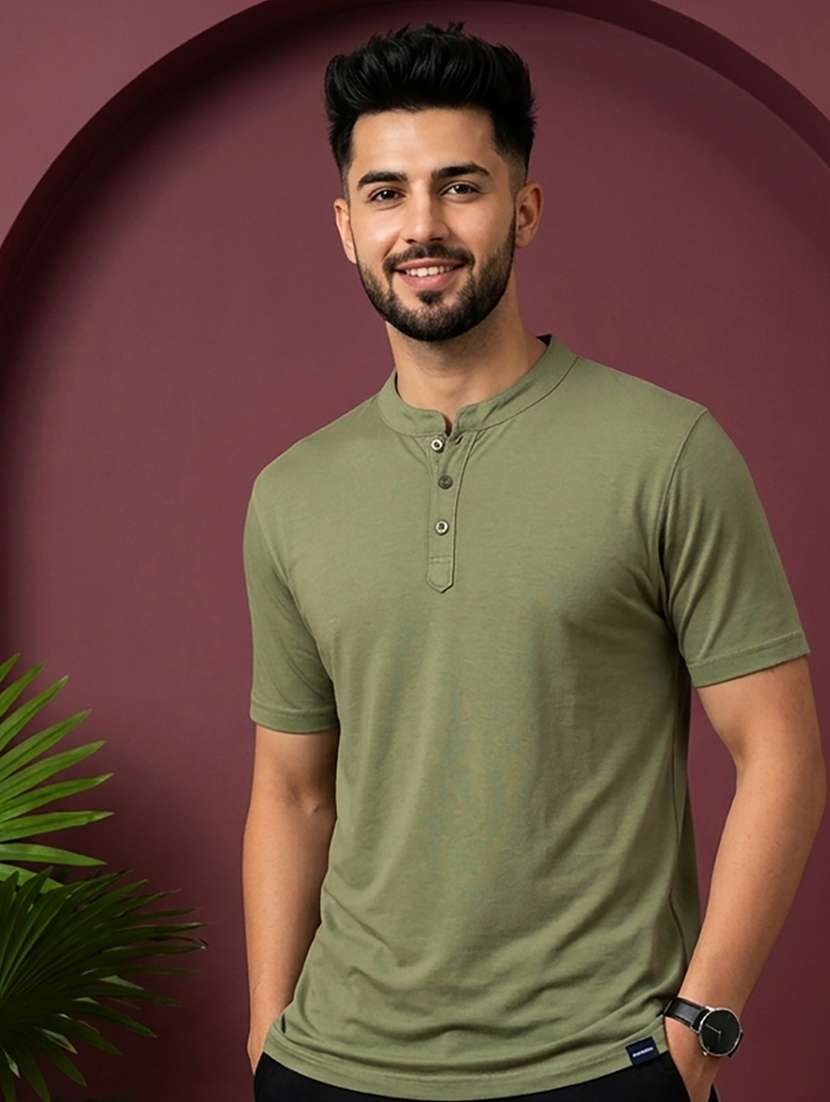 men solid short sleeve regular fit t-shirt
