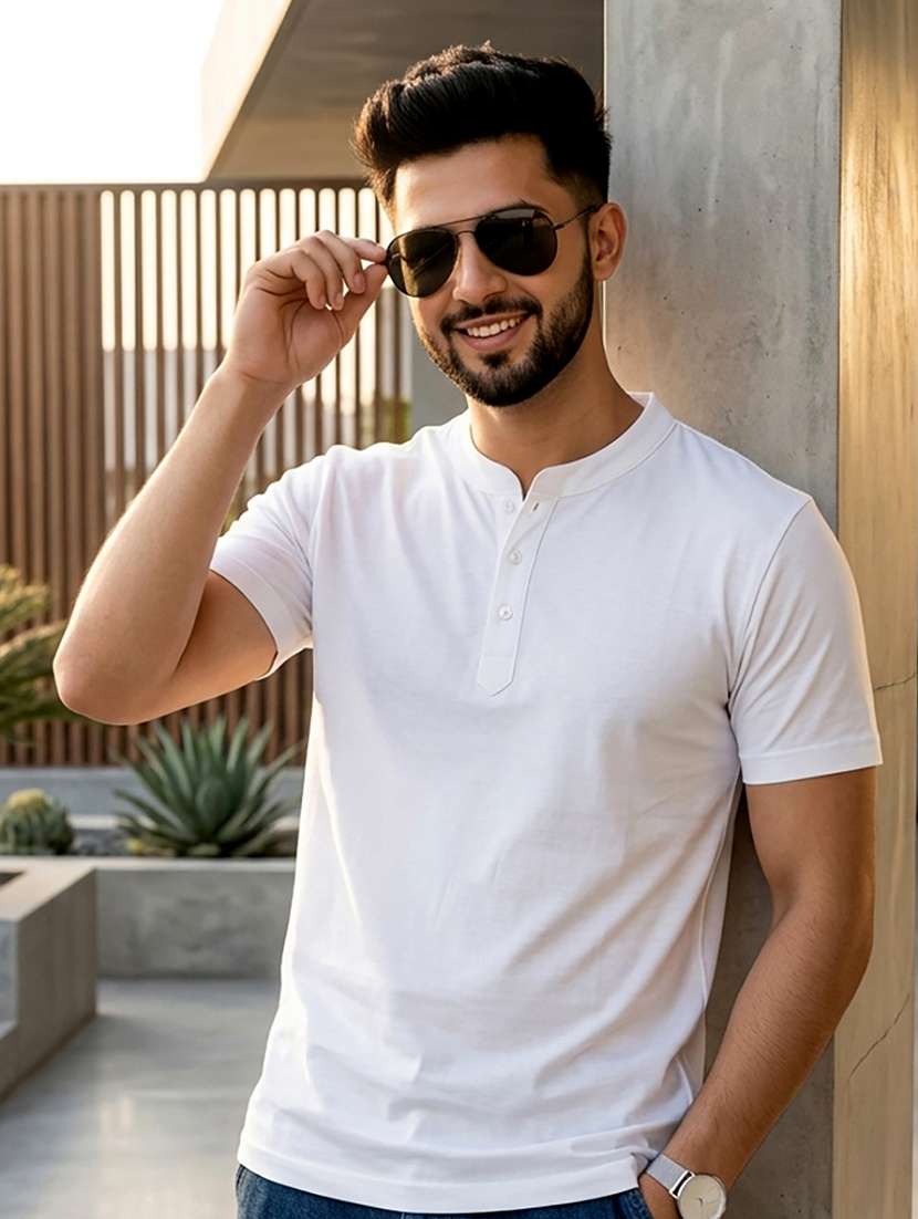 men solid short sleeve regular fit t-shirt