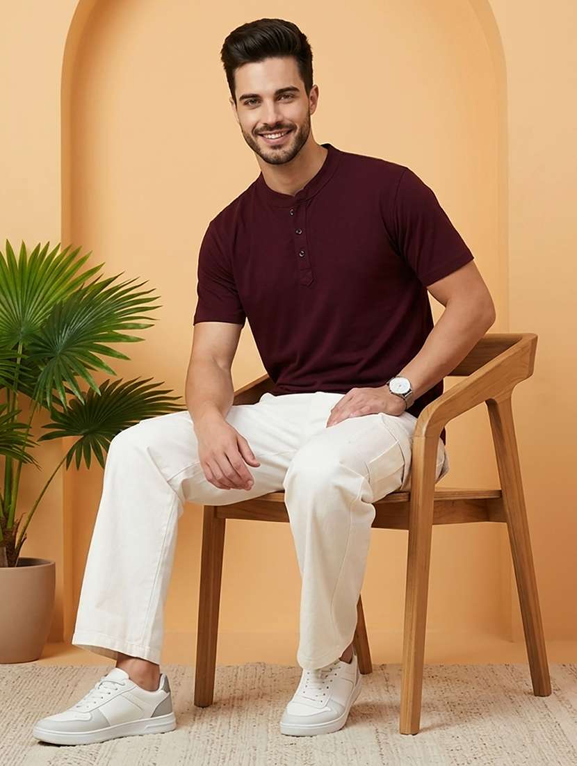 men solid short sleeve regular fit t-shirt - 22500048 -  Standard Image - 4