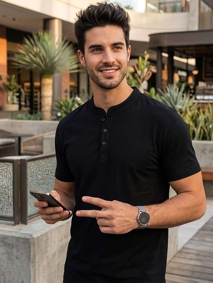 men solid short sleeve regular fit t-shirt