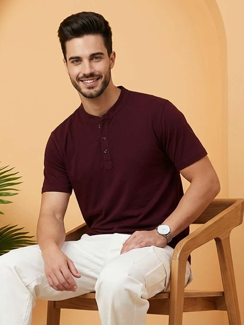 men solid short sleeve regular fit t-shirt