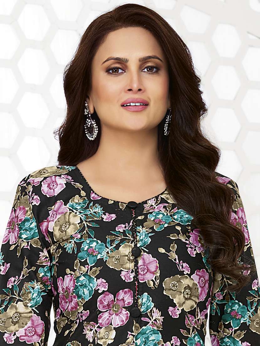 women printed three quarter sleeve kurta patiala with dupatta set - 22500094 -  Standard Image - 1