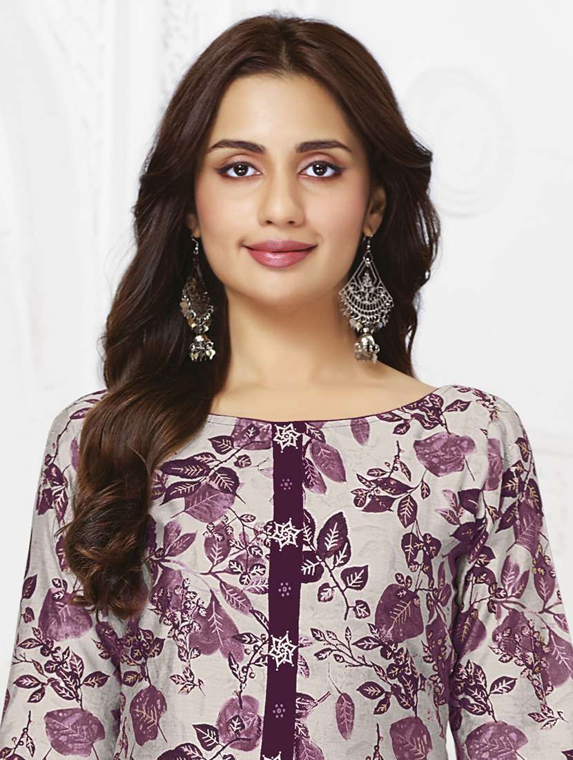 women printed three quarter sleeve kurta patiala with dupatta set - 22500097 -  Standard Image - 1