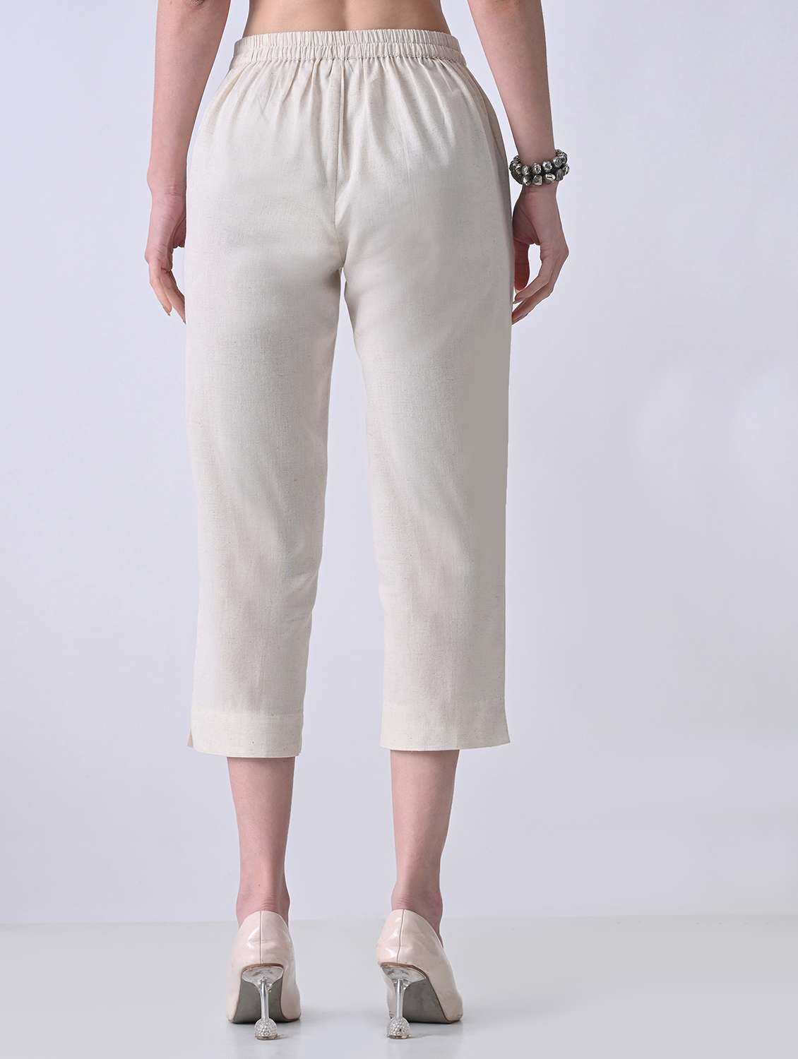 women solid mid rise tapered pant - 22500104 -  Standard Image - 4