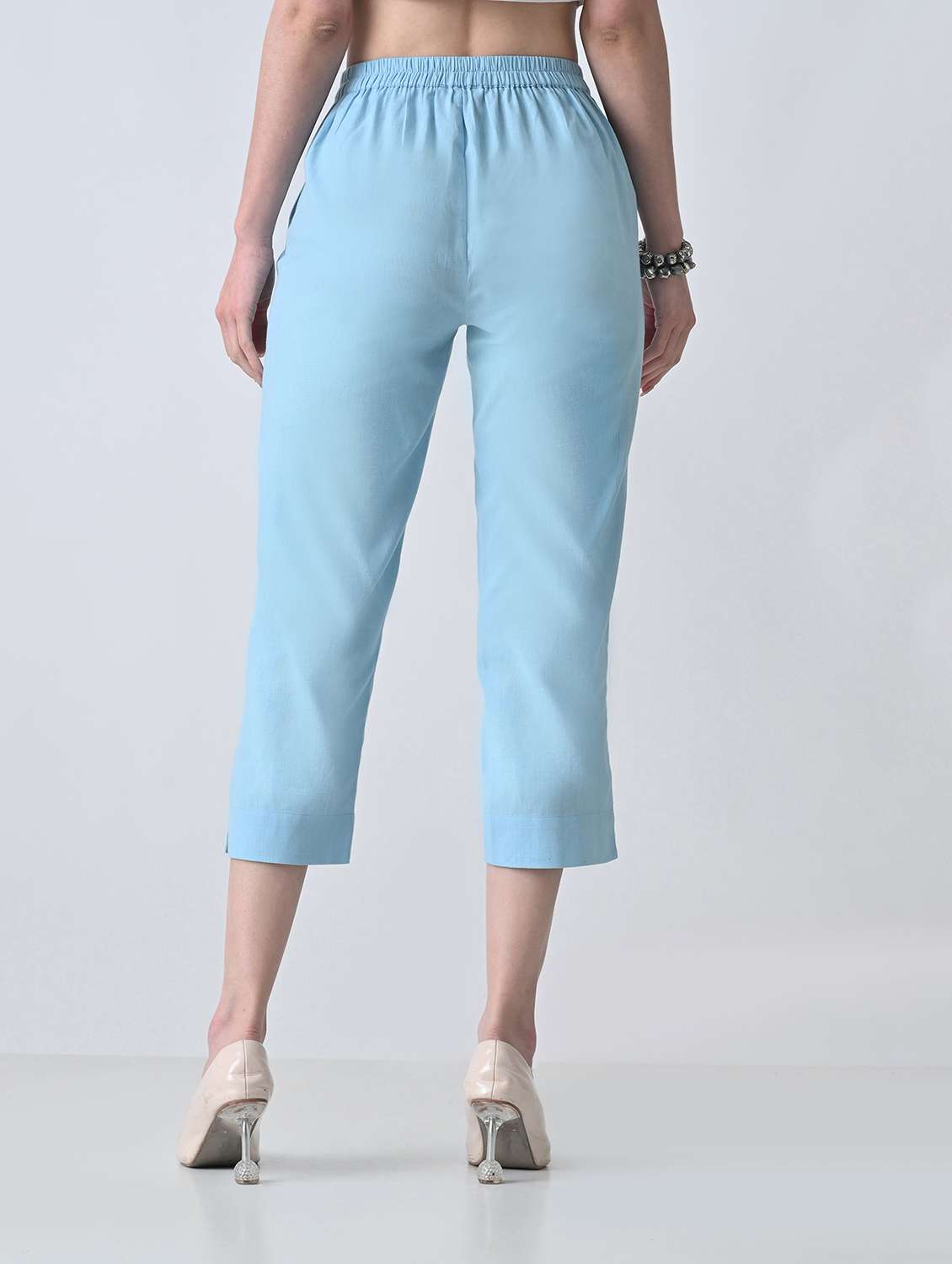 women solid mid rise tapered pant - 22500108 -  Standard Image - 4