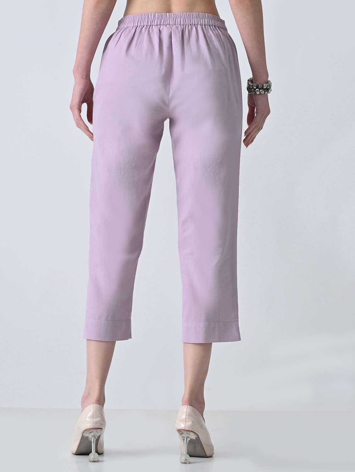 Women Solid Mid Rise Tapered Pant - 22500109 -  Standard Image - 4