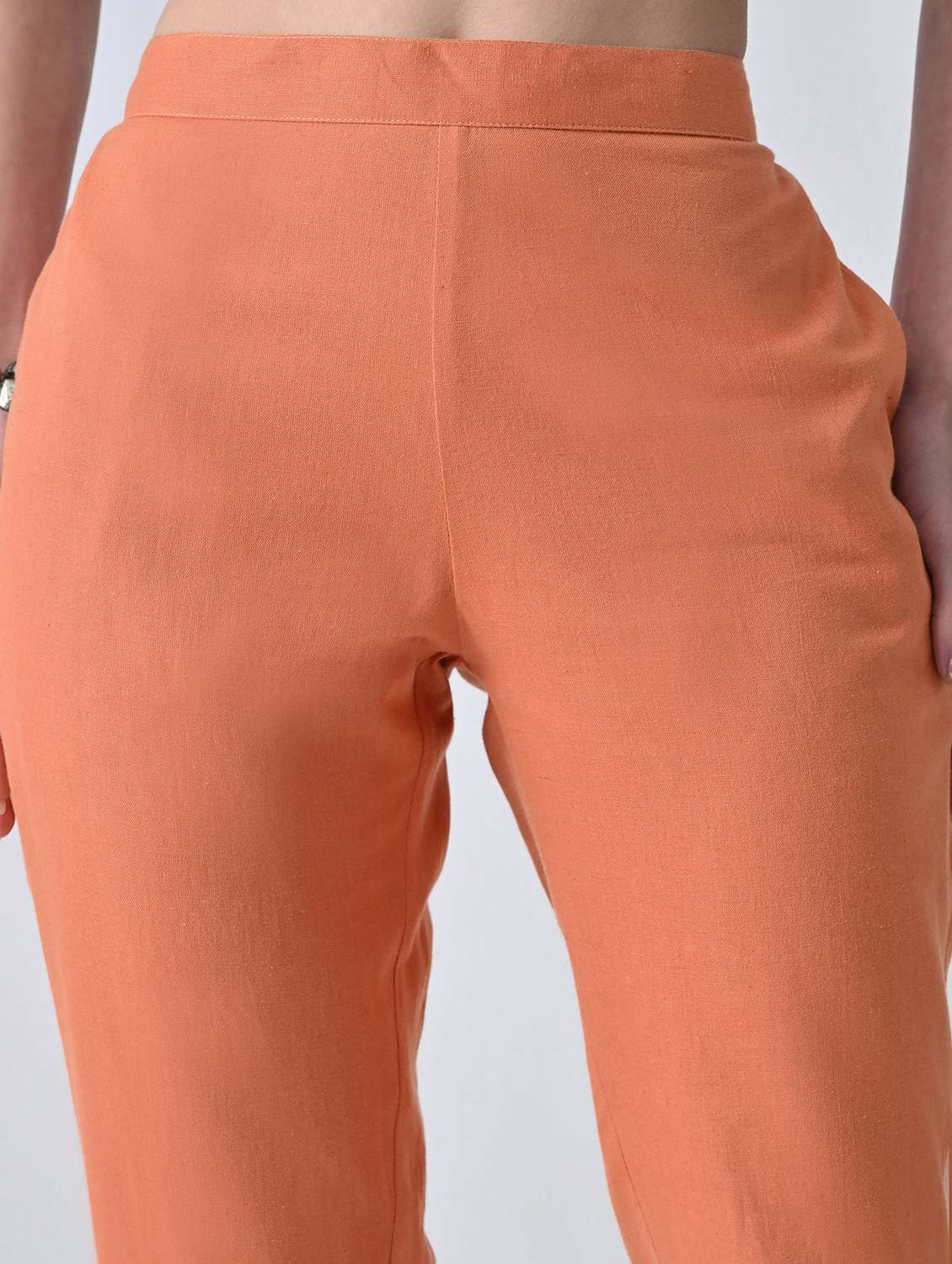 Women Solid Mid Rise Tapered Pant - 22500110 -  Standard Image - 1