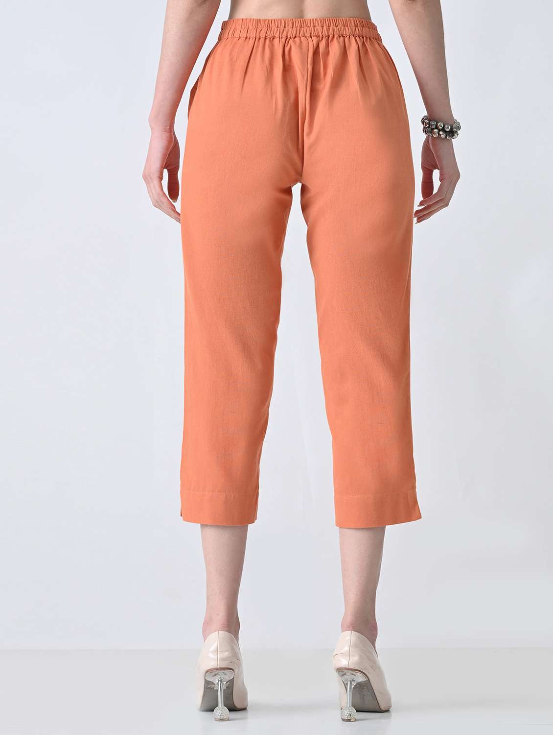 Women Solid Mid Rise Tapered Pant - 22500110 -  Standard Image - 4