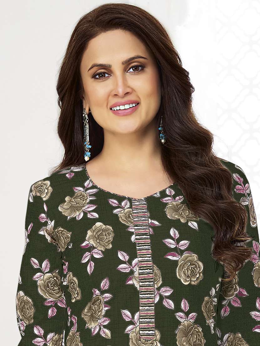 women printed three quarter sleeve kurta patiala with dupatta set - 22500166 -  Standard Image - 1