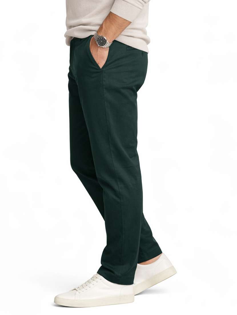men solid mid rise chinos casual trouser - 22500186 -  Standard Image - 1