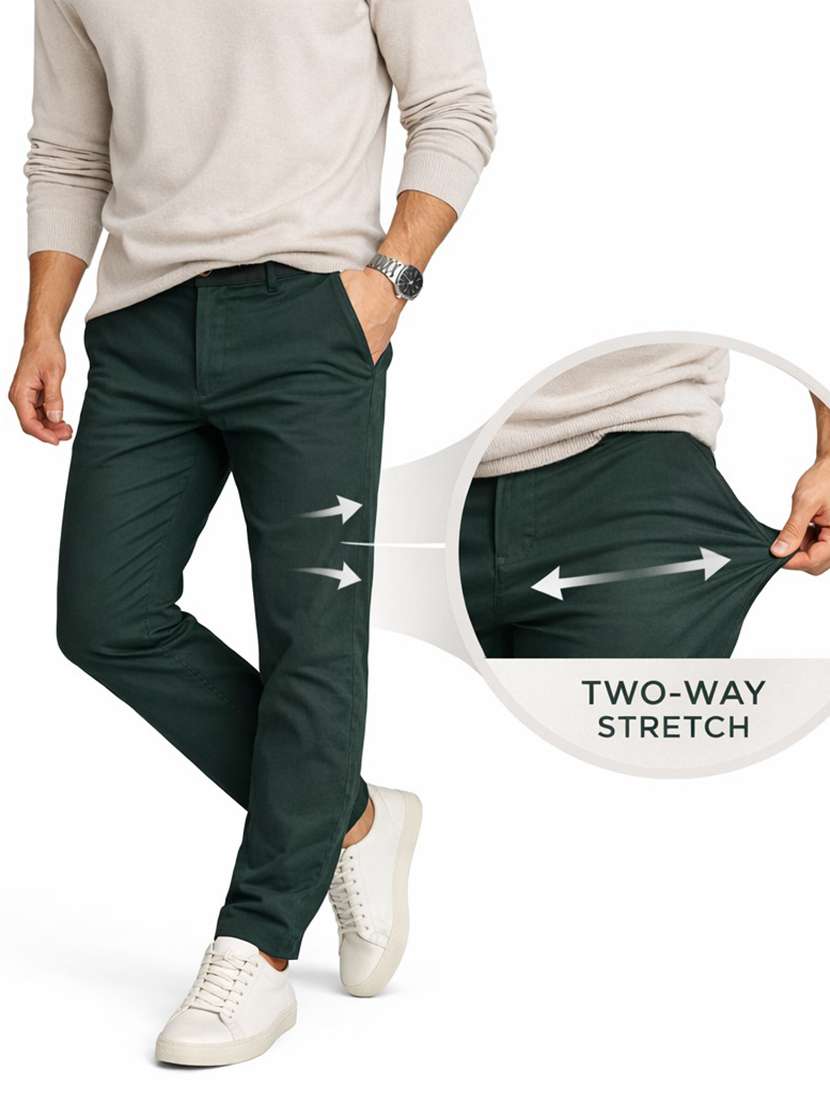 men solid mid rise chinos casual trouser - 22500186 -  Standard Image - 6