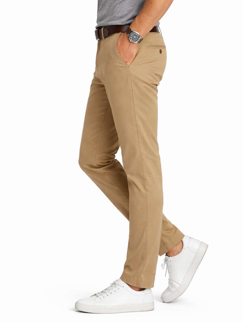 men solid mid rise chinos casual trouser - 22500187 -  Standard Image - 1