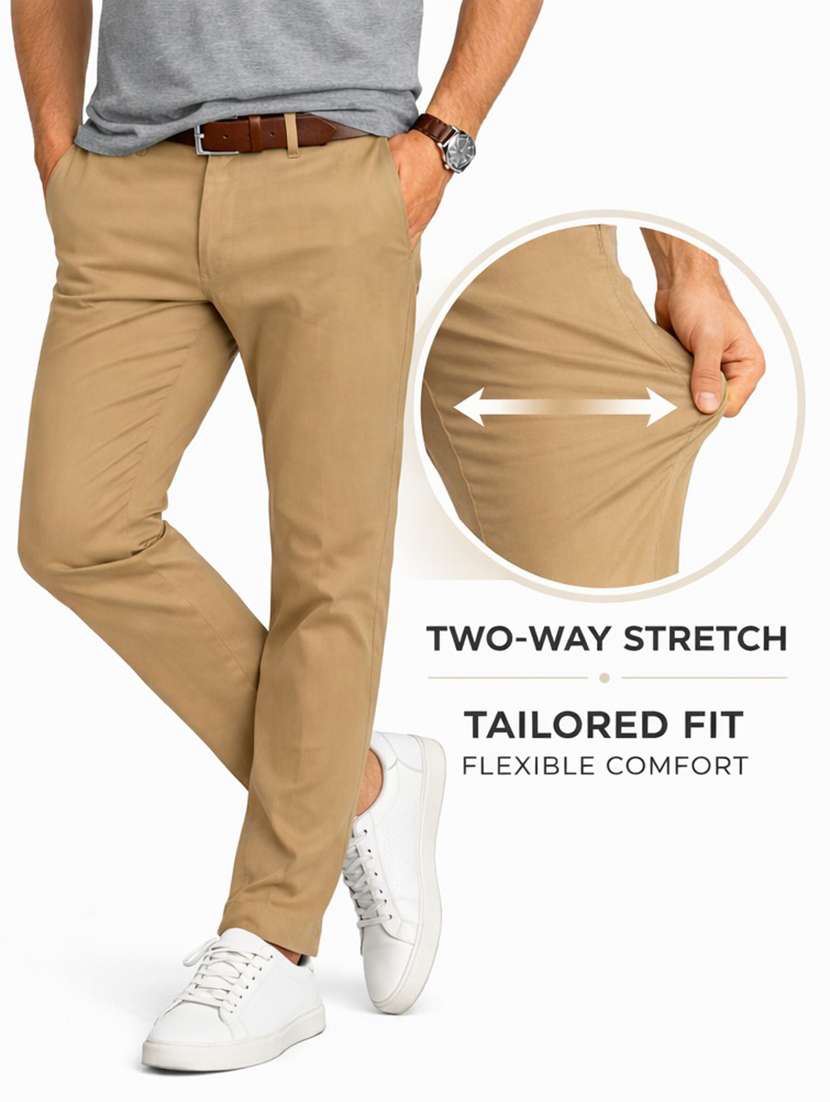 men solid mid rise chinos casual trouser - 22500187 -  Standard Image - 4