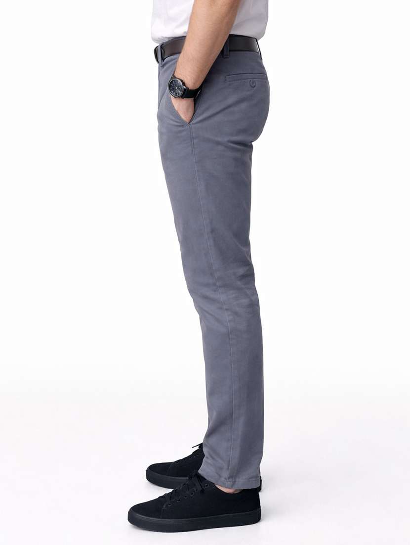 men solid mid rise chinos casual trouser - 22500189 -  Standard Image - 1