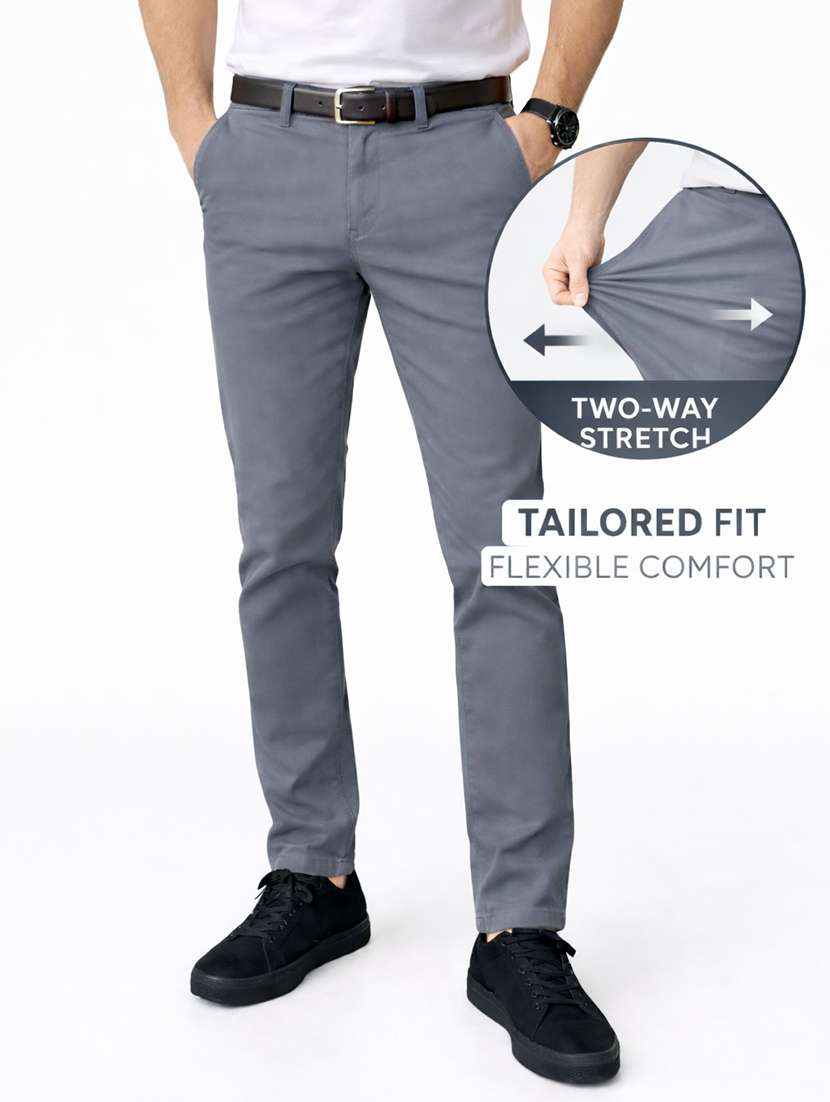 men solid mid rise chinos casual trouser - 22500189 -  Standard Image - 6