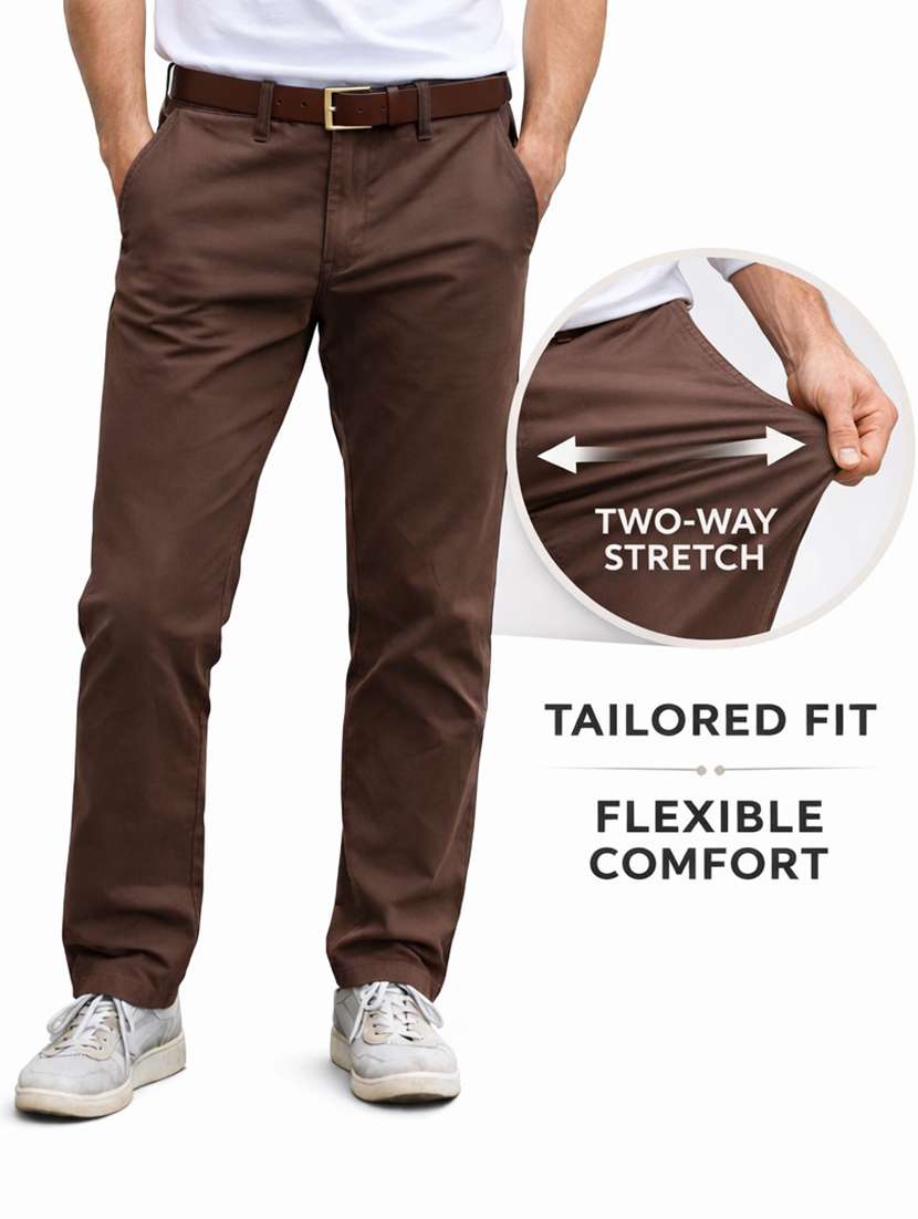 men solid mid rise chinos casual trouser - 22500190 -  Standard Image - 6
