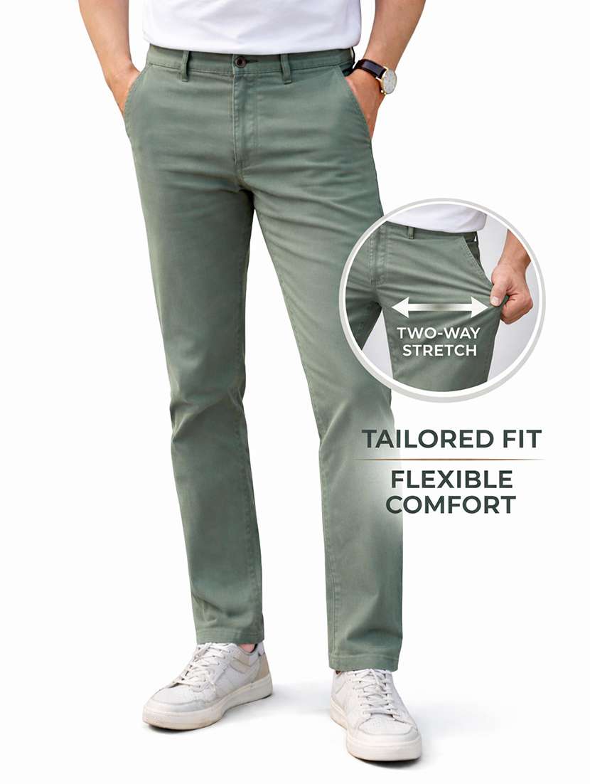 men solid mid rise chinos casual trouser - 22500191 -  Standard Image - 6