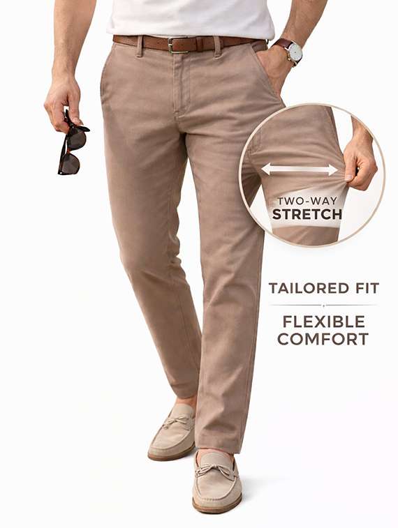 men solid mid rise chinos casual trouser - 22500195 -  Standard Image - 4