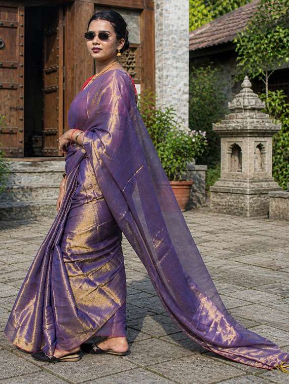 women solid handloom saree with blouse - 22500206 -  Standard Image - 1