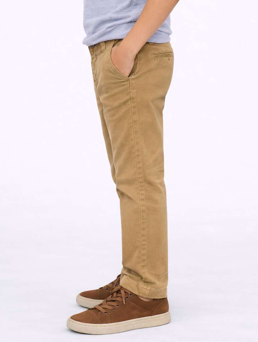 boys solid mid rise chinos casual trouser - 22500215 -  Standard Image - 1