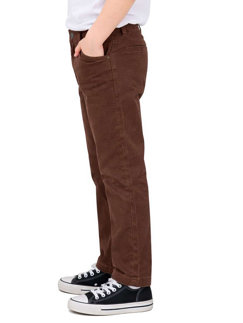 boys solid mid rise chinos casual trouser - 22500216 -  Standard Image - 1