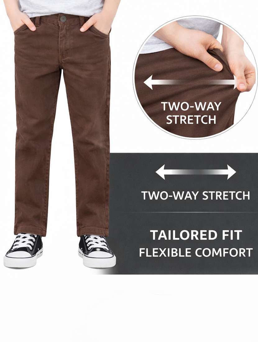 boys solid mid rise chinos casual trouser - 22500216 -  Standard Image - 4