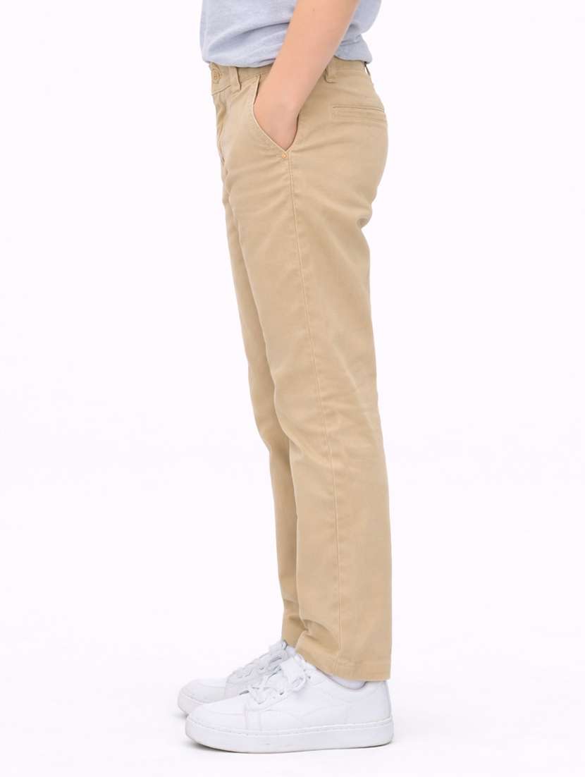 boys solid mid rise chinos casual trouser - 22500218 -  Standard Image - 1
