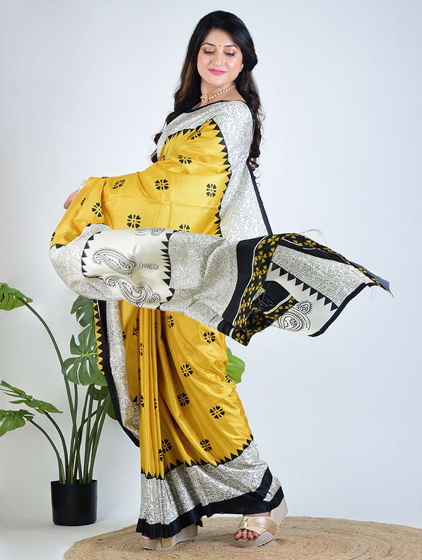 women printed casual wear saree with blouse - 22500239 -  Standard Image - 4