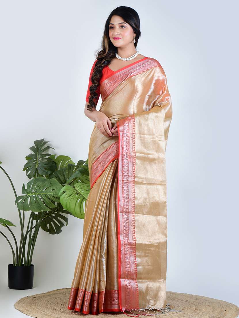 women solid with bordered saree with blouse - 22500241 -  Standard Image - 1