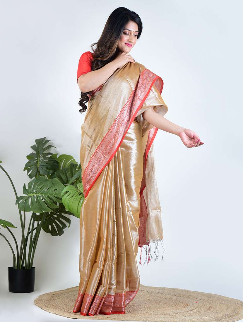 women solid with bordered saree with blouse - 22500241 -  Standard Image - 4