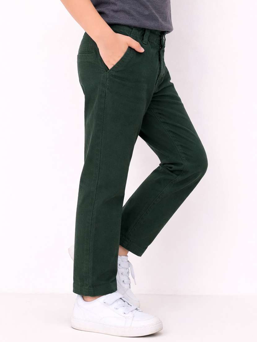 boys solid mid rise chinos casual trouser - 22500258 -  Standard Image - 1