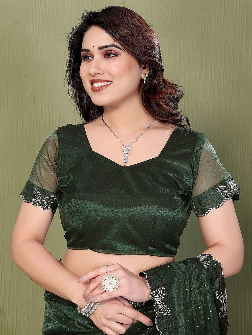 women solid with work embellished saree with blouse - 22500264 -  Standard Image - 4