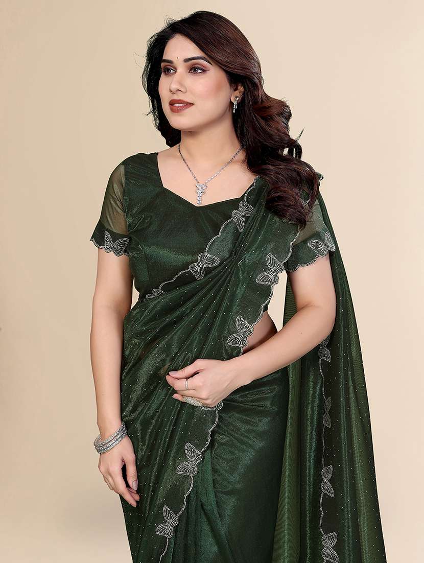 women solid with work embellished saree with blouse - 22500272 -  Standard Image - 1