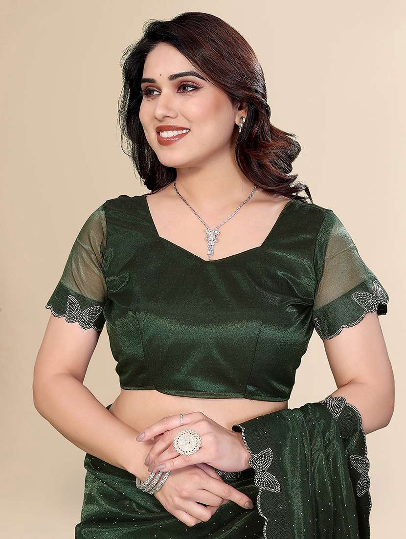 women solid with work embellished saree with blouse - 22500272 -  Standard Image - 4