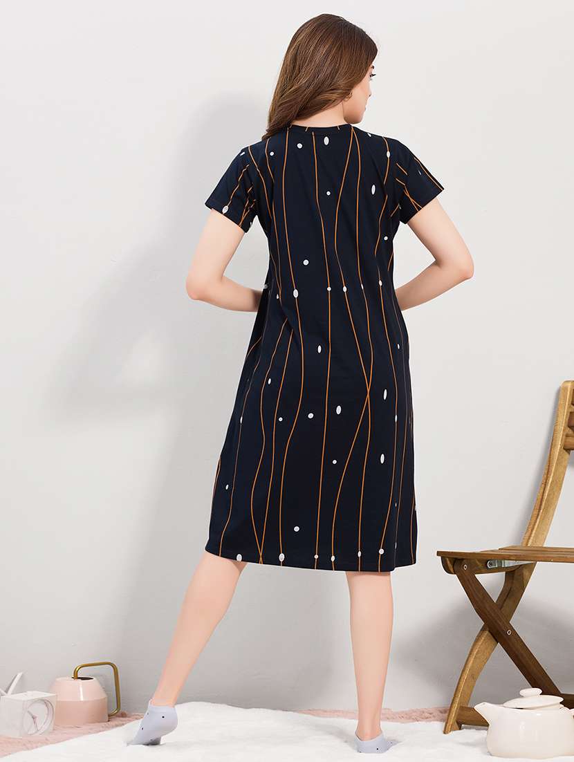 women printed round neck sleepshirt - 22500280 -  Standard Image - 4