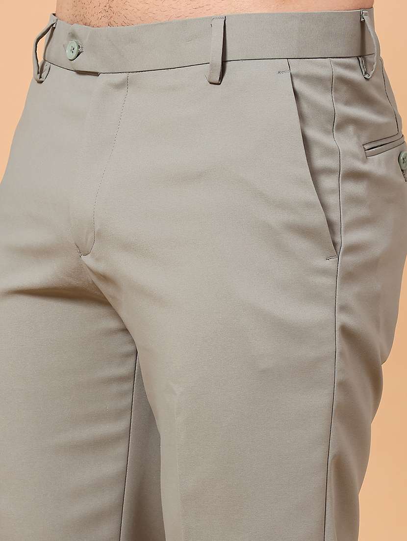 Men Solid Mid Rise Straight Formal Trouser - 22500285 -  Standard Image - 1