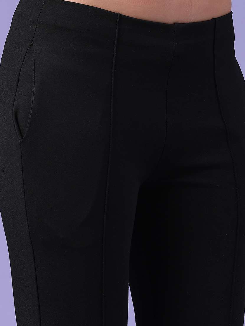Women Solid Mid Rise Regular Fit Jeggings - 22500288 -  Standard Image - 1