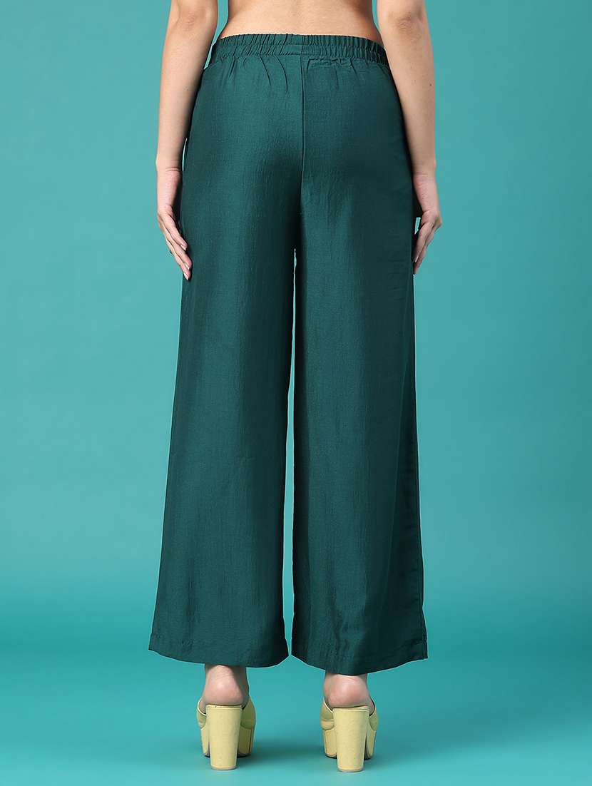 Women Solid Mid Rise Relaxed Fit Trouser - 22500485 -  Standard Image - 4
