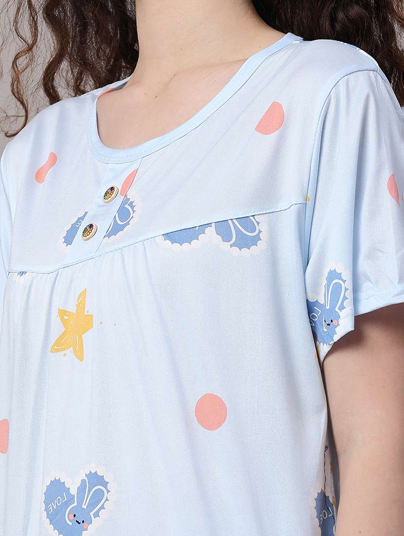 women printed round neck top and shorts set - 22500998 -  Standard Image - 1
