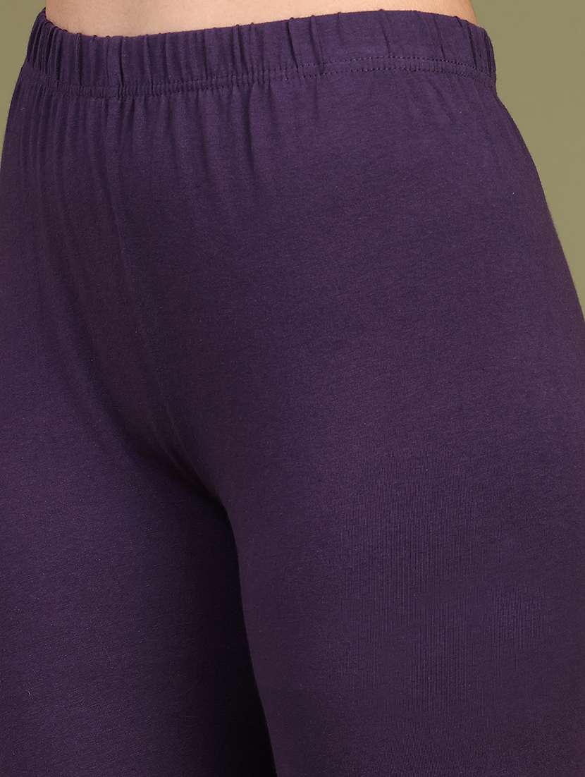 Women Solid Mid Rise Full Length Churidar Leggings - 22501205 -  Standard Image - 1