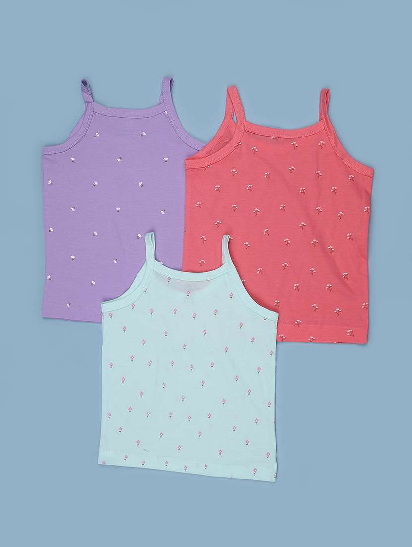 Kids Pack Of 3 Printed Sleeveless Slips - 22501212 -  Standard Image - 1