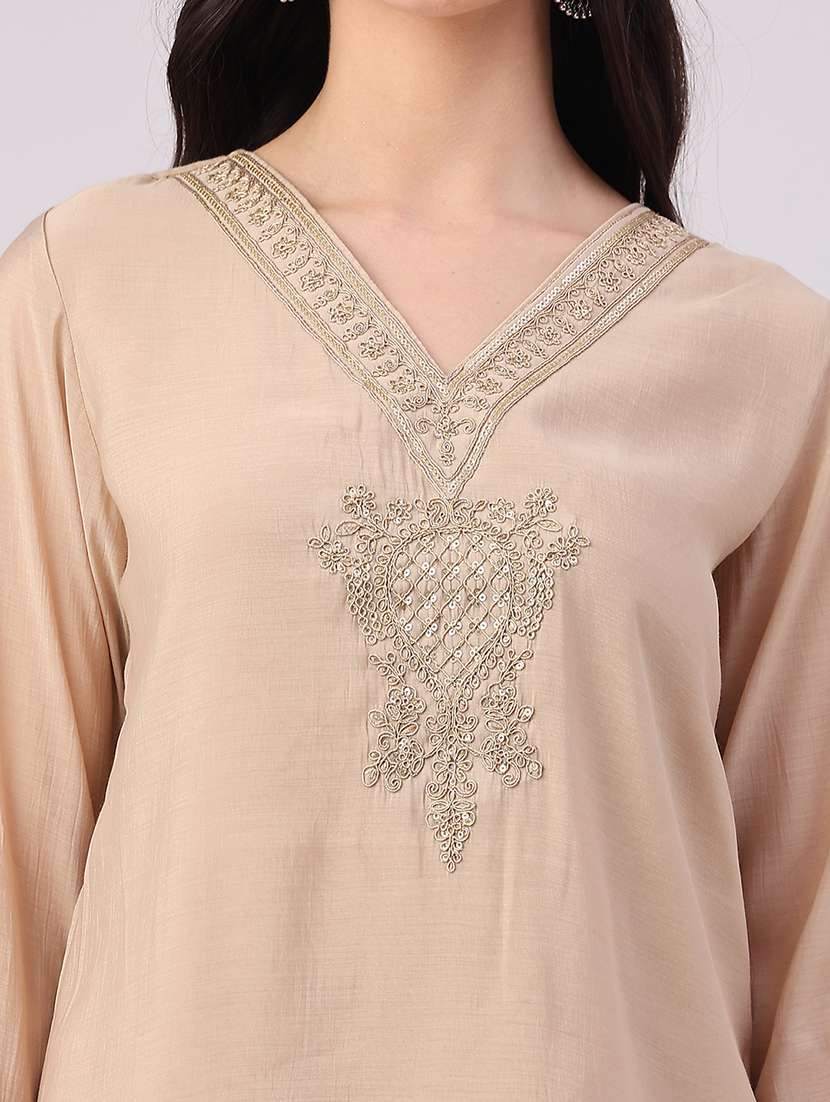 Women Embroidered Three Quarter Sleeve Kurta Palazzo With Dupatta Set - 22501425 -  Standard Image - 1