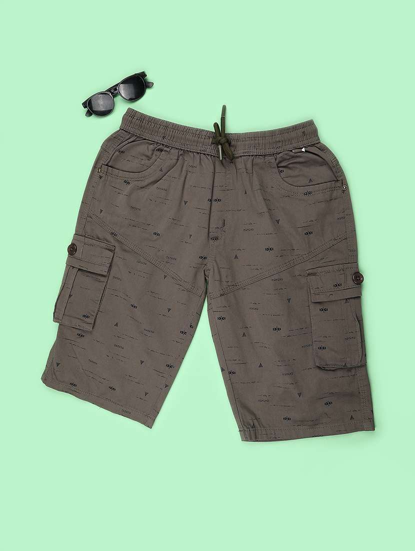 boys printed mid rise three fourth cargo shorts - 22501586 -  Standard Image - 1