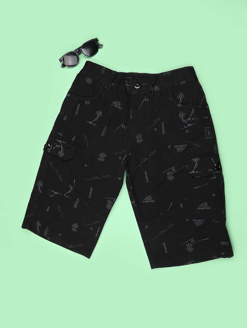 boys printed mid rise three fourth cargo shorts - 22501662 -  Standard Image - 1