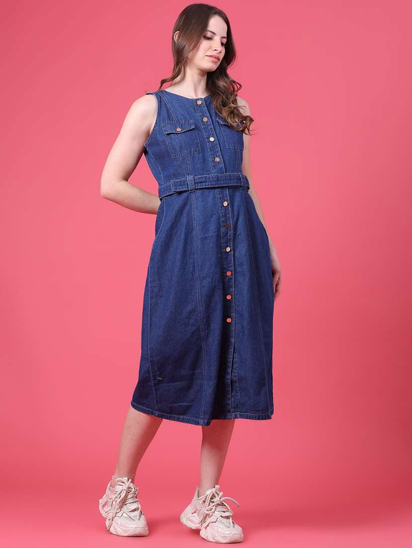 Women Solid Sleeveless A-line Dress - 22501683 -  Standard Image - 4
