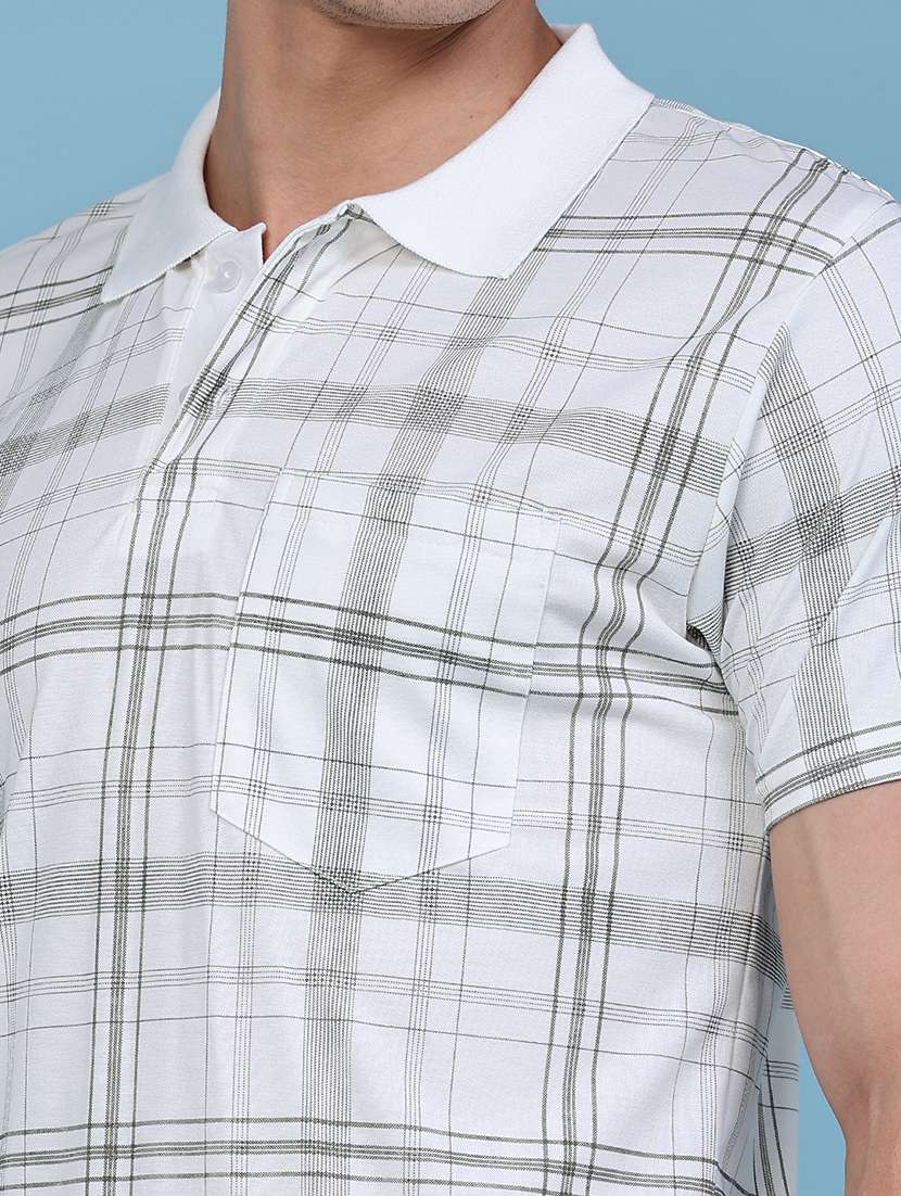 men checkered short sleeve regular fit polo t-shirt - 22501696 -  Standard Image - 1
