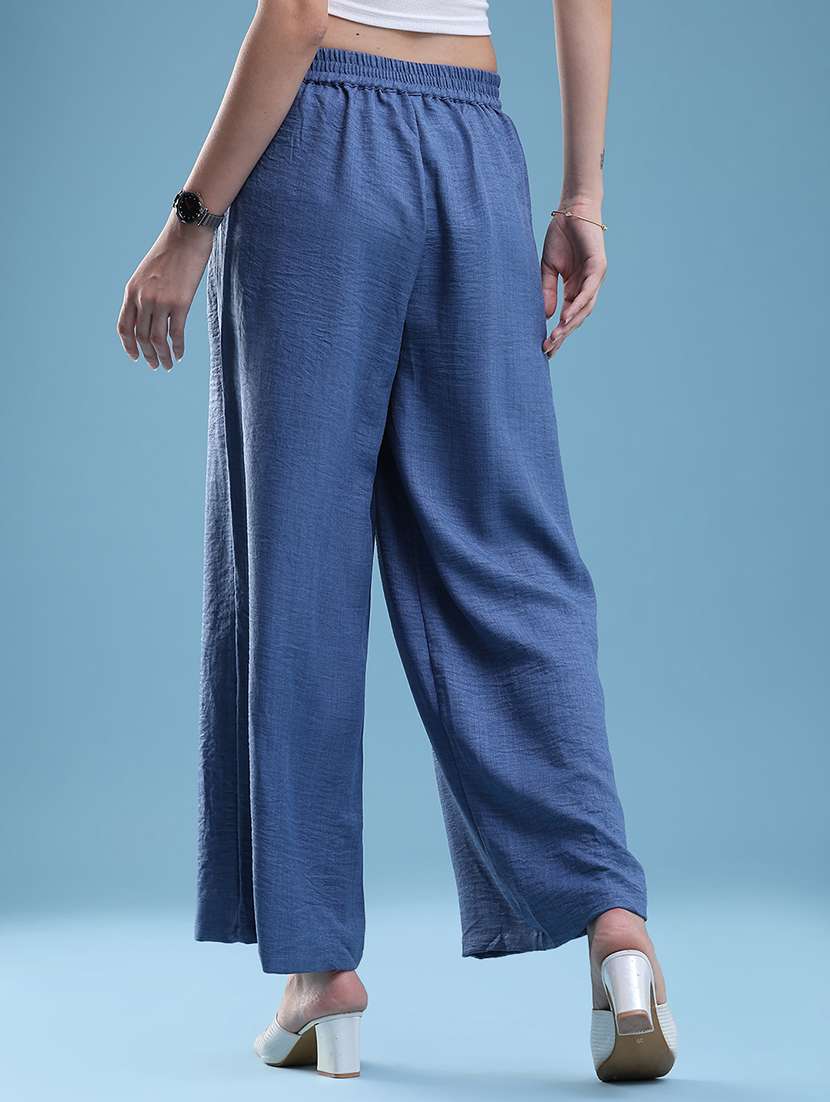women solid mid rise wide leg trouser - 22501753 -  Standard Image - 4