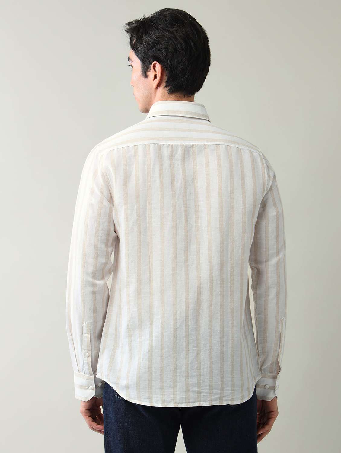 men striped long sleeve slim fit casual shirt - 22501911 -  Standard Image - 4