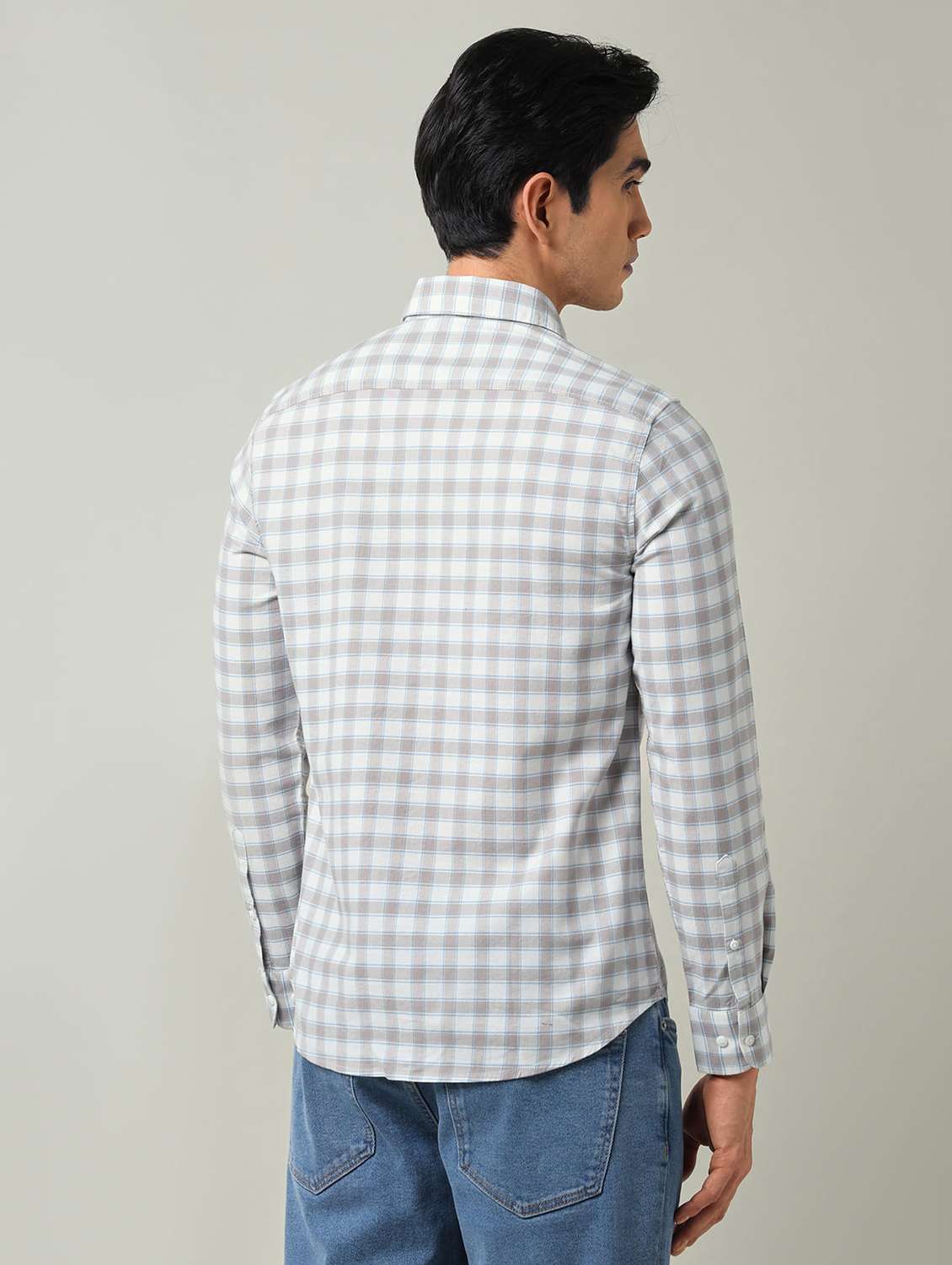 men checkered long sleeve slim fit casual shirt - 22501921 -  Standard Image - 4