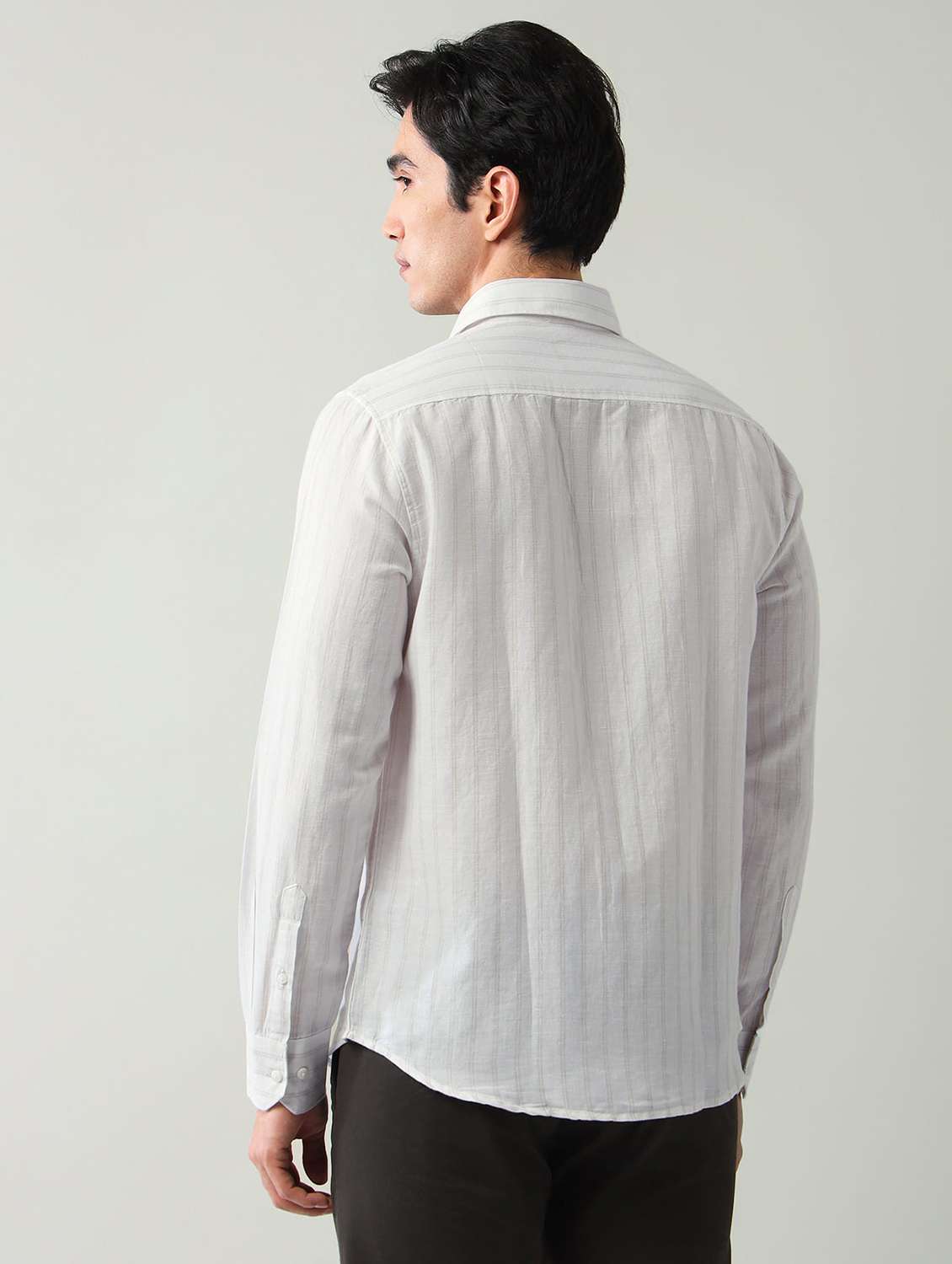 men striped long sleeve slim fit casual shirt - 22501924 -  Standard Image - 4